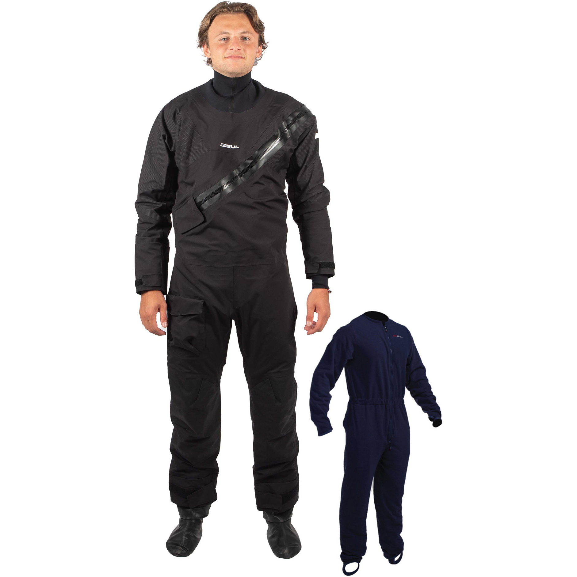 2025 Gul Männer Dartmouth Eclip Zip Drysuit & Underfleece GM0378-B9 - Black